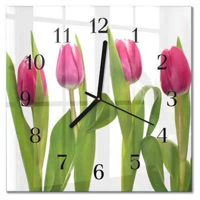 Produktbild von Tulup Glasuhr Wanduhr Küchenuhr Echt-Glas 30x30 cm Modern Dekorativ Geräuschlos Schwarzen Zeigern - Tulpen