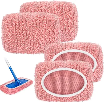 Produktbild von Mikrofaser Wischpad 4 Stück, wiederverwendbare Mop Ersatzbezüge, waschbare Reinigungstücher für Bodenwischer, trocken und nass geeignet für Hartböden