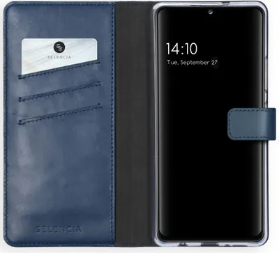 Zdjęcie produktu dla Selencia Etui ze skóry naturalnej na Samsung Galaxy A42 - Niebieski