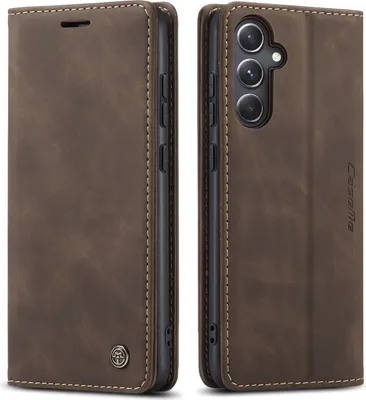 Produktbild von Galaxy S23 FE Hülle, Retro Kunstledertasche mit Standfunktion Schutzhülle für Samsung Galaxy S23 FE Kaffee