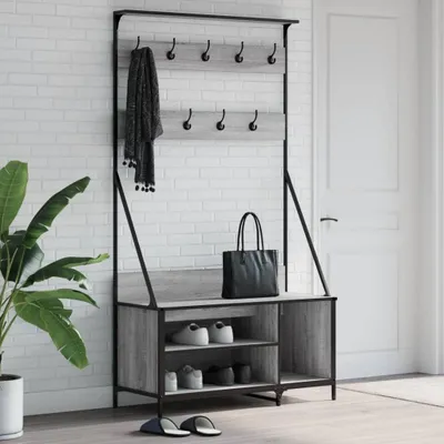 Obrázek produktu pro Stojan na oblečení a prostor pro obuv šedý sonoma 100x41x184 cm Šedá sonoma