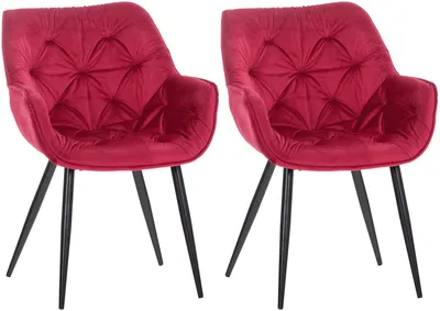 Produktbild von In And OutdoorMatch Esszimmerstühle Cherise – Rot – 2er-Set – Samt – Hochwertige Polsterung – r Esszimmerstuhl – Stilvolle Optik