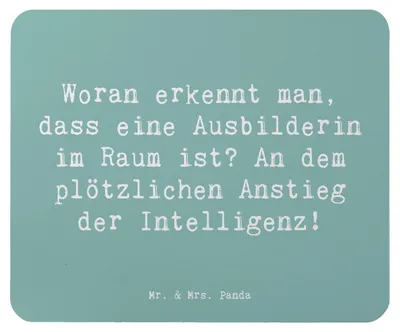 Produktbild von Mr. & Mrs. Panda Mouse Pad Spruch Ausbilderin Intelligenz - Meeresbrise - Geschenk, Geschenke für Berufstätige, Lehrerin, laptop mauspad, mit Herz, Ausbildung Humor, pc