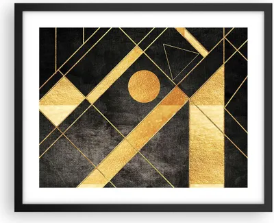 Produktbild von Gerahmtes Poster - Schwarzer Rahmen - Golden Schwarz Figuren - 50x40 cm - Wand Bild - Wanddeko - Wandbilder - Kunstposter - Wandposter - Bilderrahmen - Bilder - Kunstdruck - P2BAA50x40-5089