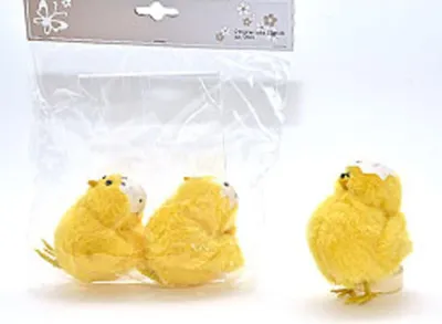 Obrázek produktu pro Velikonoční dekorace, 2 kuřátka s vejcem z plyše, cca 7,5 cm