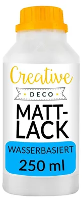 Produktbild von Creative Deco Matt-Lack Firnis | 250 ml Flasche | Oberflächenfinish auf Wasserbasis | Permanenter farbloser Lack | im Innen- und Außenbereich