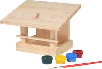 Produktbild von Vogelhaus Bausatz mit Farben, zum Aufhängen