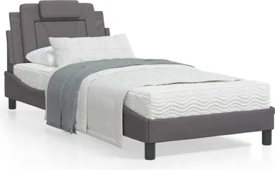 Obrázek produktu pro Maison Exclusive – postel „Viana“ s matrací, šedá, 90 × 190 cm, umělá kůže