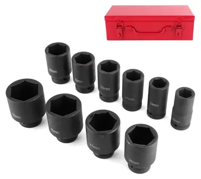 Schlagschrauber-Steckschlüsselsatz 3/4 Zoll, 10-teilig, 22-50 mm