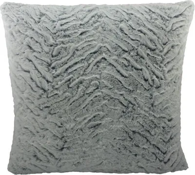 Produktbild von Kuschelkissen Faux Fur grau in Federoptik - Kissen ca 45x45 cm Zierkissen