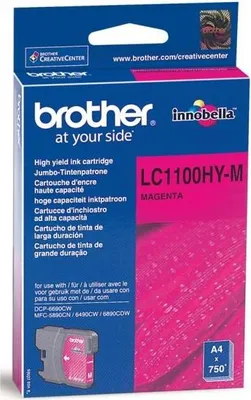 Zdjęcie produktu dla Brother LC1100HYM, Wysoka (XL) wydajność, Purpurowy, Tusz na bazie pigmentu, 1 szt., 750 stron(y), Jednopak