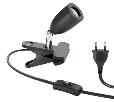 Image de Lampe à pince, interrupteur, finition noire mate, 1 douille E27, puissance maximale 60W