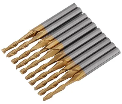 Zdjęcie produktu dla Zestaw 10 frezów – frezy z powłoką – narzędzia do cięcia – do grawerowania – frez o średnicy 2 mm – trzpień o średnicy 3,175 mm