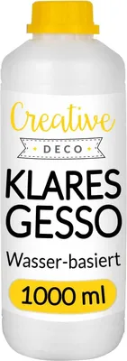 Zdjęcie produktu dla Creative Deco Podkład Akrylowy Gesso Przezroczyste | 1L | Profesjonalny Preparat Malarski | Doskonała Baza Malarska