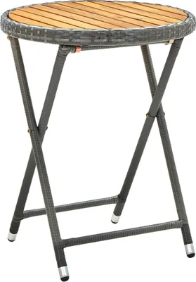 Produktbild von ZMH Beistelltisch Grau 60 cm Poly Rattan und Akazie Massivholz