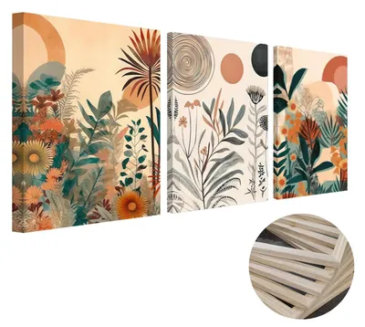 Produktbild von Solidchoice – Set mit 3 abstrakten Wanddekorationen im Boho-Stil