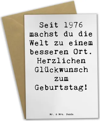 Produktbild von Mr. & Mrs. Panda Grußkarte Spruch 1976 Geburtstag - Weiß - Geschenk, Glückwunsch, Geburtstagsgeschenk, liebe worte, Geburtsjahr, zuneigung, Happy Birthday, Beileidskarte