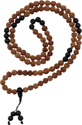 Produktbild von Gebetskette Mala Kette Rudraksha Perlen Akzent schwarz Halskette Meditationskette