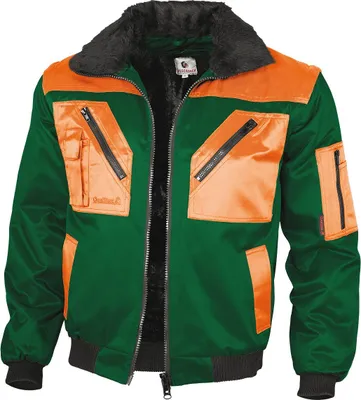 Produktbild von Qualitex Pilotenjacke - modische 4-in-1 Arbeitsjacke aus Mischgewebe - ideale Übergangsjacke - in Farbe: grün/orange - Herren: 4XL - Damen: 60