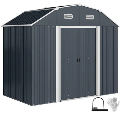 Obrázok produktu pre Outsunny oceľová kôlňa, 2,7 m² kôlňa s UV ochranou, tmavošedá