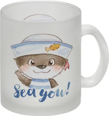 Produktbild von Ottfried der Otter Glas Tasse mit Spruch - Sea you