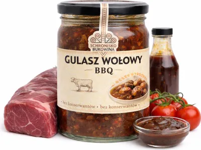 Zdjęcie produktu dla Gulasz wołowy BBQ – 400 g Schronisko Bukowina