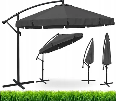 Produktbild von Ekspand | Sonnenschirm groß 350 cm - Grau - Mit Wählsystem - Ideal für Balkon und Garten