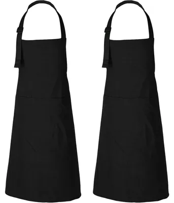 Produktbild von Kochschürze für Damen und Herren, 69 x 89 cm, Baumwolle, 3 Taschen, Schwarz