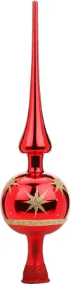 Produktbild von Christbaumspitze mit Sternen Muster Glas 33cm rot, 1 Stück