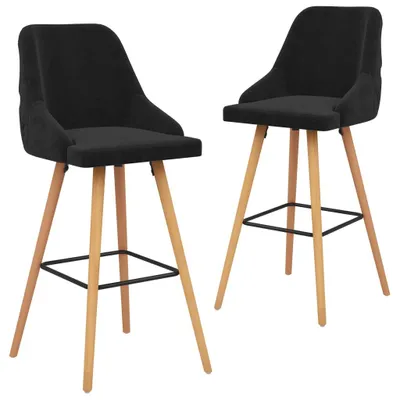Productafbeelding van Set van 2 barkrukken van beukenhout, afmetingen 48 x 106 x 55 cm, zwart