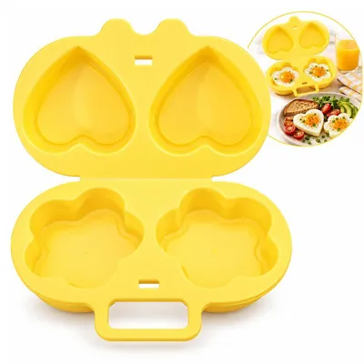 Produktbild von Mikrowellen-Eierkocher für 2 Eier, Eierkocher für die Mikrowelle mit Deckel & Griff, Antihaftbeschichtung, schnelles & gleichmäßiges Erhitzen, Gelb