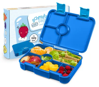Produktbild von Schmatzfatz Lite Lunchbox für Kinder – Leichte Bento-Box mit 4–6 Fächern, aus BPA-freiem Tritan, auslaufsicher und spülmaschinenfest, für Schule, Kindergarten und Ausflüge