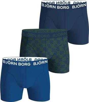 Produktbild von Björn Borg - Herren - Boxershorts Aus Baumwoll-Stretch, 3er-Pack - Blau/Bunt/Grün - Gr. L