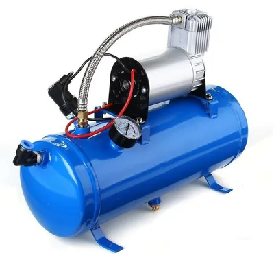 Image de Compresseur à air comprimé, 12 V, 150 psi, 8 bar, 6 litres, pour avertisseurs sonores, gonflage, travaux de peinture et bien plus encore.