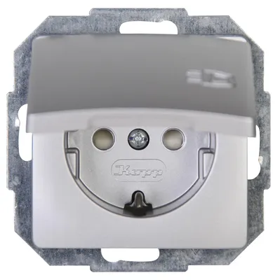 Produktbild von Kopp Paris Schutzkontakt-Steckdose 1-fach mit Deckel 16 A 250 V IP20 Silber