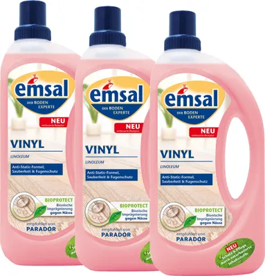 Produktbild von emsal Bodenreiniger für Vinyl Linoleum 1L mit Anti-Static-Formel (3er Pack)