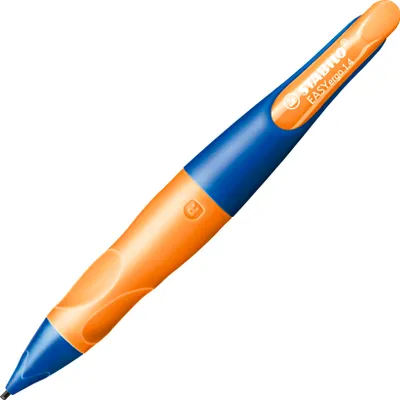 Produktbild von Ergonomischer Druck-Bleistift für Rechtsänder - STABILO EASYergo 1.4 in ultramarinblau/neonorange - Einzelstift - inklusive 3 dünner Minen - Härtegrad HB