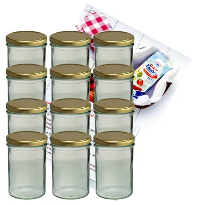 Produktbild von 15er Set Sturzglas 435 ml To 82 goldener Deckel incl. Diamant Gelierzauber Rezeptheft