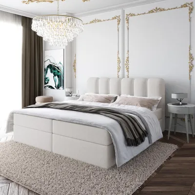 Produktbild von Boxspringbett NANDO ohne Topper Bett mit Bettkästen Polsterbett, Bettgestell, Doppelbett, Stauraum, Schlafzimmer (140x200, Creme - Fredo 15)
