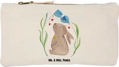 Produktbild von Mr. & Mrs. Panda Federmappe Hase Blume Größe S Klein - Weiß - Geschenk, Kaninchen, Geburt, Etui, Träume, Ostern, Kulturbeutel, Pouch, kosmetiktäschchen, Kosmetiktasche