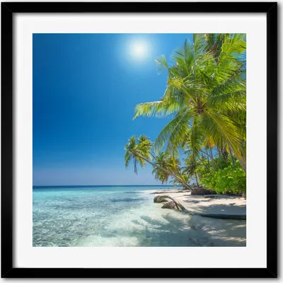 Produktbild von Bild - 50 cm x 50 cm - MDF - Rahmen, Wandkunst - Malediven Strand