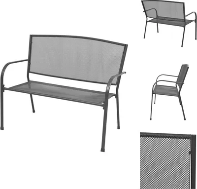 Produktbild von vidaXL Gartenbank 108 cm Stahl und Gitter Anthrazit -  Gartenbänke