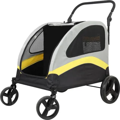 Produktbild von Gebrauchsfähige 2-in-1 Hundewagen mit Trennwand - falten Sie ihn zusammen - bis zu 42 kg - ideal für kleine und mittelgroße Hunde - Transportwagen