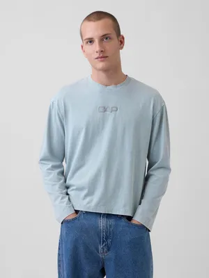 Produktbild von Gap Herren Langarm T-Shirt mit Rundhalsausschnitt und Logo, Größe M