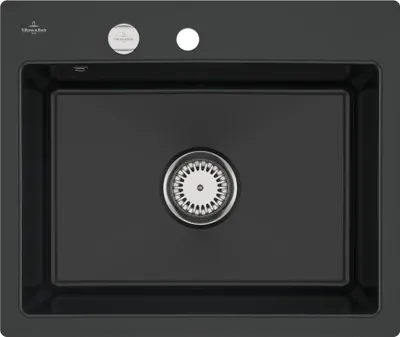 Produktbild von Villeroy & Boch 33092FR7 Subway 60 S Flat Keramikspüle Einbau Unterschrankbreite ab 60 cm Pure Black Keramik Excenterbetätigung - inkl.