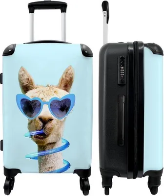 Productafbeelding van NoBoringSuitcases.com® Kinderkoffer Reiskoffer Kindertrolley Koffer Groot Lama