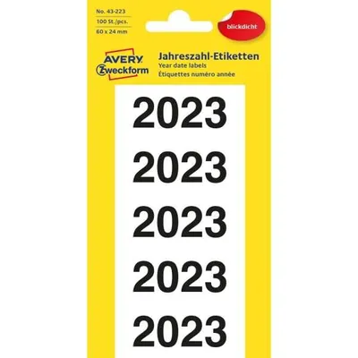 Produktbild von AVERY Zweckform Inhaltsschilder "2023" 60 x 26 mm selbstklebend weiß 100 Stück