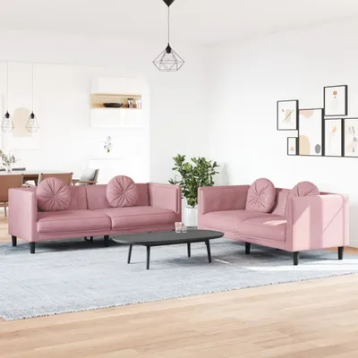 Obrázok produktu pre Maison Exclusive – 2-dielna sedacia súprava s vankúšmi z ružového zamatu