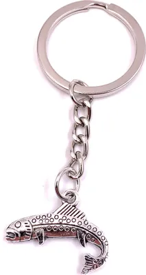Immagine prodotto di Onwomania Portachiavi Trota Pesce Salmerino Pesca Ciondolo Metallo Argento Charm