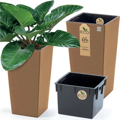 Zdjęcie produktu dla Donica Doniczka Ogrodowa 19,5 Cm Na Taras Do Ogrodu Domu Eco Wood Brązowa